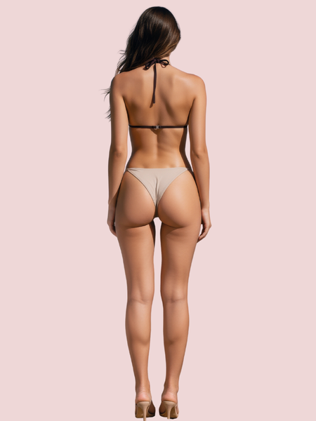 Classic Halter Triangle Bikini Topa in Deep Espresso Brown (Top Only)