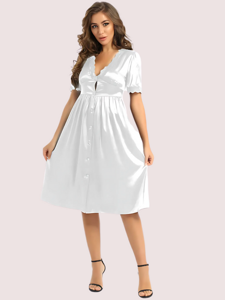 Knee length Luxury satin lounge dress
