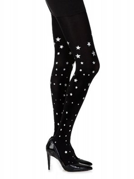 Music Legs Spandex Opaque Pantyhose with Glitters - Black - My Vastra