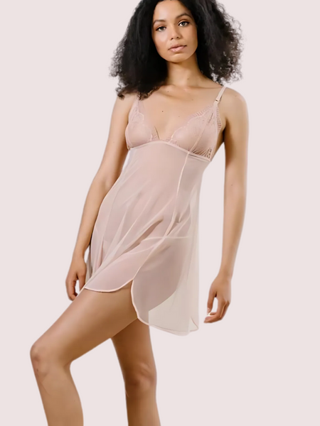 Plus Size Sheer Nightwear with Lace Cups