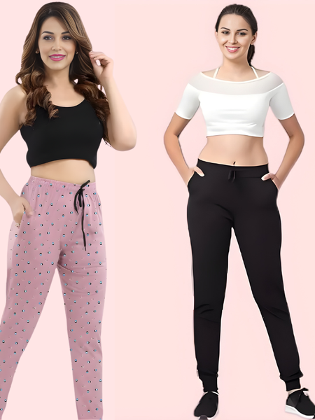 Lober Women’s Winter Cotton Jogger Pants – Pack of 2