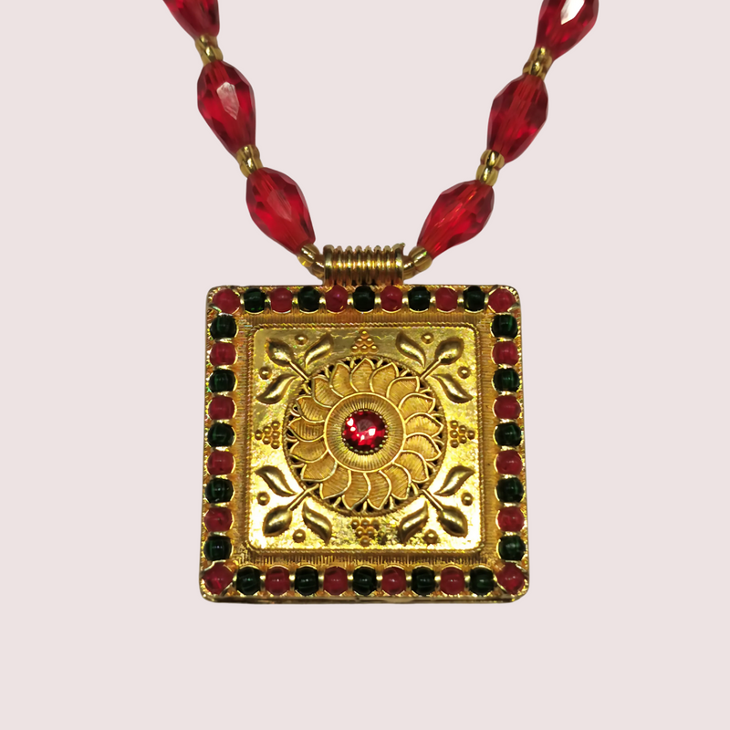 Royal Radiance Red Bead Necklace