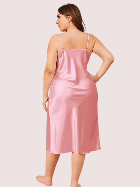 Solid Satin Slip Dress for 4XL 5XL Women