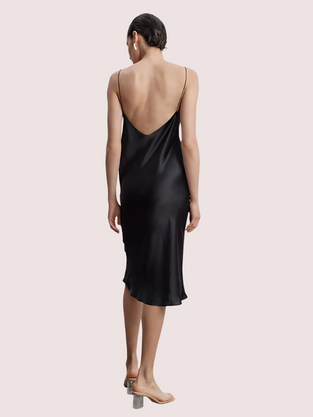 Silk Slip V-Neck Cocktail Party Dress