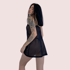 Sheer Black Negligee Night Dress for Plus Size - My Vastra