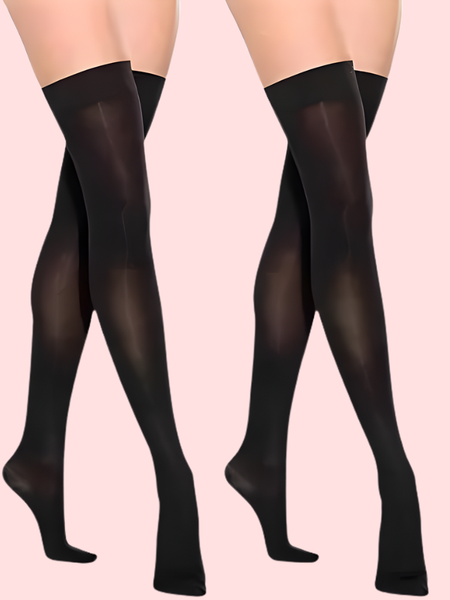 UltraSoft Sheer Black Thigh-High Stockings – Pack of 2