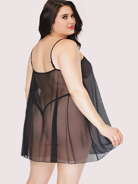 Plus Size Sheer Black Chemise