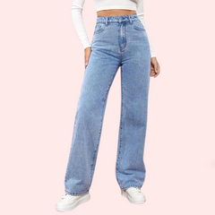 Women's Fashionable Washed High Waist Straight Jeans - My Vastra