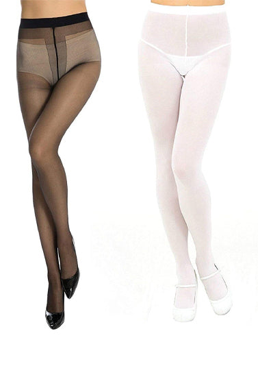 White black pantyhose soft seam women tights pack of 2 - My Vastra