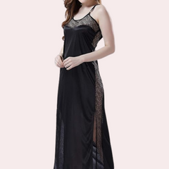 Elegant Lace Seductive Black Nightgown - My Vastra