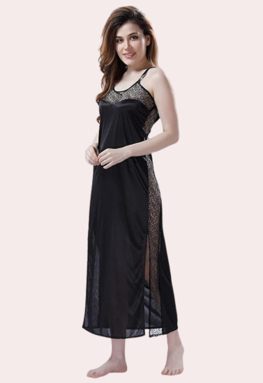 Elegant Lace Seductive Black Nightgown - My Vastra