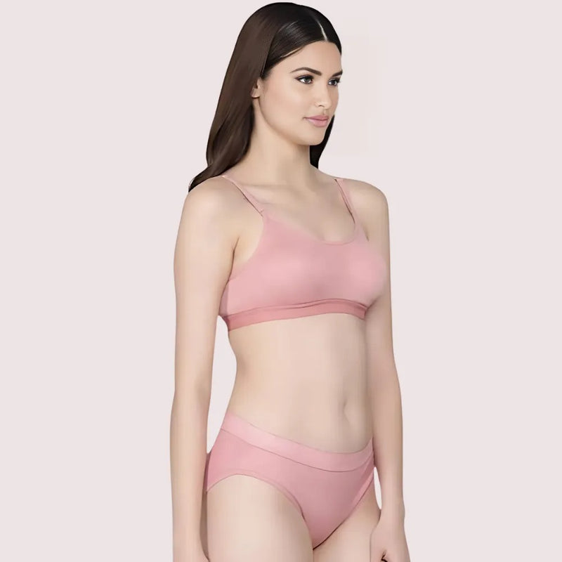 Wire-Free Women's Cotton Sports Bra Panty Set (2 pack)
