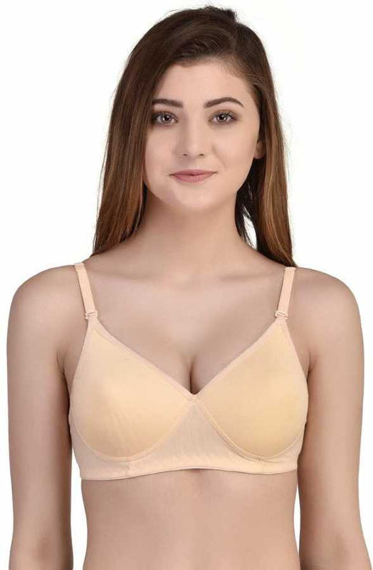Women Beige Full Coverage Lightly Padded Bra - My Vastra
