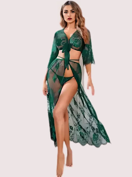 Stylish Sheer Net Top and Skirt Set