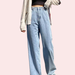 Women's Stylish High Waist Wide Leg Straight Jeans - My Vastra