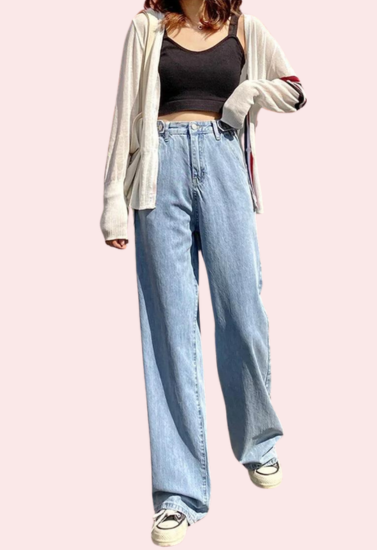 Women's Stylish High Waist Wide Leg Straight Jeans - My Vastra