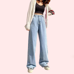 Women's Stylish High Waist Wide Leg Straight Jeans - My Vastra