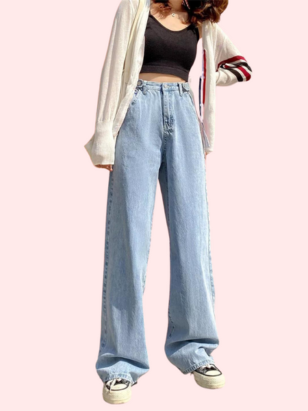 Women's Stylish High Waist Wide Leg Straight Jeans - My Vastra
