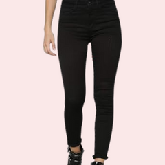 Women's Classic High Waist Royal Black Skinny Jeans - My Vastra