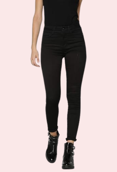 Women's Classic High Waist Royal Black Skinny Jeans - My Vastra