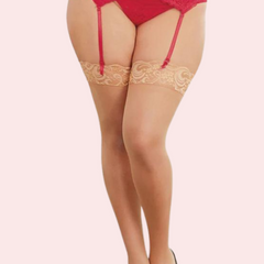 Sultry Red Lace Plus Size Suspender Garter Belt - My Vastra