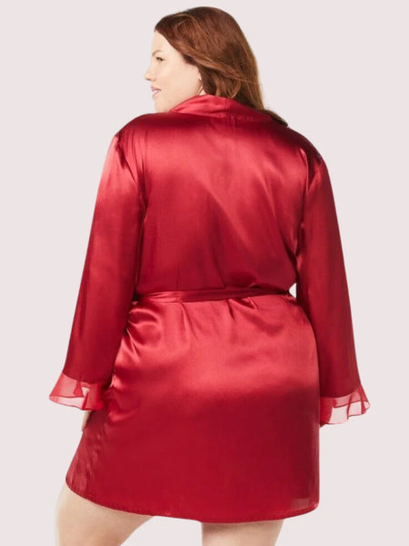 5XL-6XL Maroon Japanese Silk Satin Robe - My Vastra