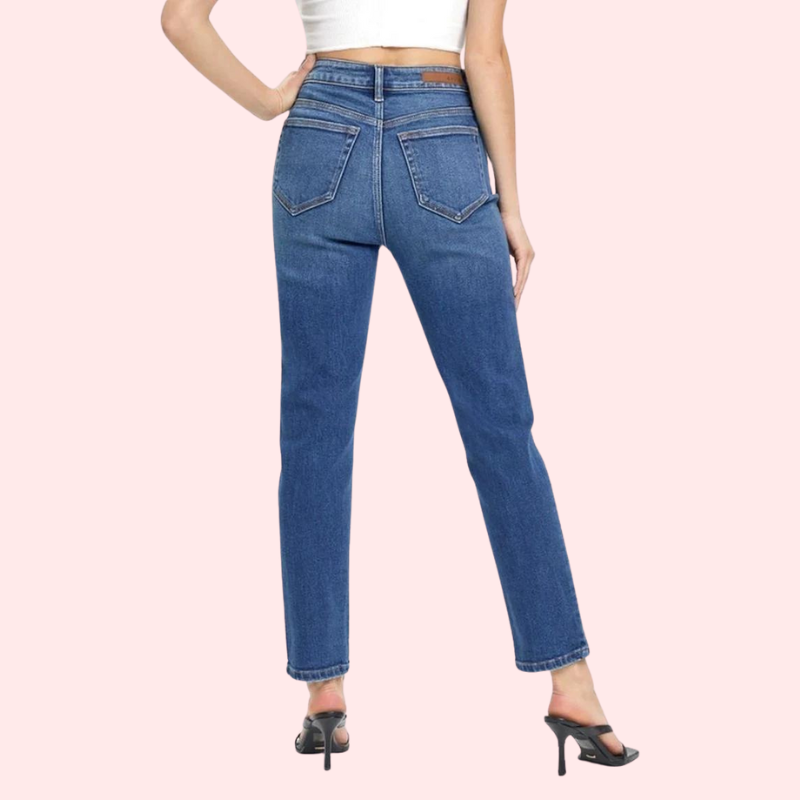 Women's High Rise Classic Slim Straight Denim Jeans - My Vastra