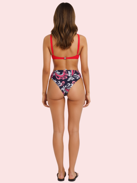 Floral Print High-Cut Bikini Bottom  (Bottom Only)