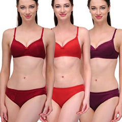 Elegant Solid Color Bra Sets ( Pk of 3) - My Vastra