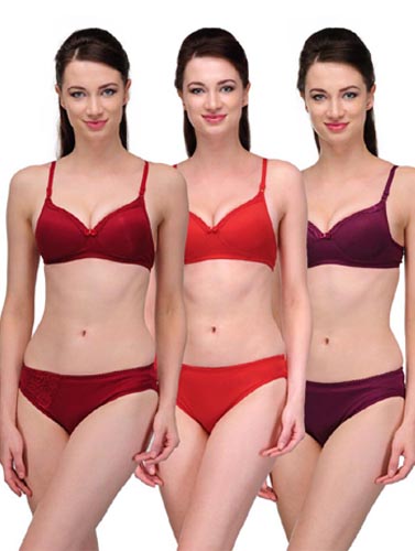 Elegant Solid Color Bra Sets ( Pk of 3) - My Vastra