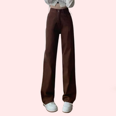 Women's Brown High Rise Wide Leg Loose Denim Jeans - My Vastra