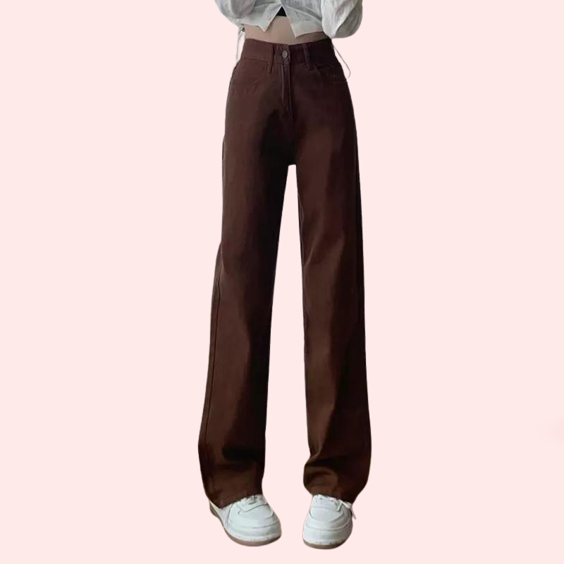 Women's Brown High Rise Wide Leg Loose Denim Jeans - My Vastra