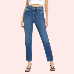 Women's High Rise Classic Slim Straight Denim Jeans - My Vastra