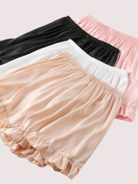 Women Ruffles Satin Faux Silk French Underwear