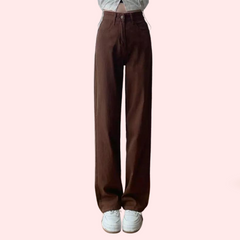 Women's Brown High Rise Wide Leg Loose Denim Jeans - My Vastra