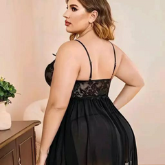 French Daina Lace and Mesh Babydoll Nightwear - My Vastra