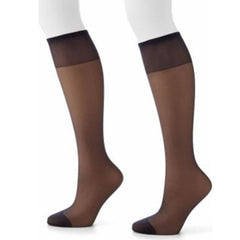 3 Pairs Gentle Brown Sheer Toe Knee High Stockings - My Vastra