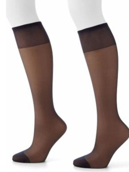 3 Pairs Gentle Brown Sheer Toe Knee High Stockings - My Vastra