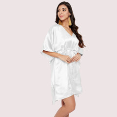 5XL - 6XL White Silk Satin Maxi Gown - My Vastra