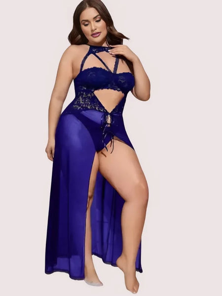 Azure Bloom Women's Blue Babydoll Set