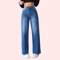 Wide-Leg Casual High-Waist Non-Elastic Jeans for Women - My Vastra