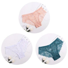 Women's Floral Bow Lace Panties Pack (Of 3) - My Vastra