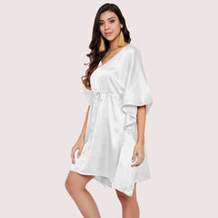 5XL - 6XL White Silk Satin Maxi Gown - My Vastra
