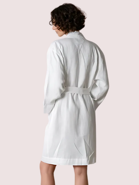 Elegant Natural Genova Linen Bath Robe