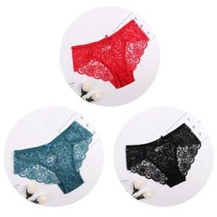 Women's Floral Bow Lace Panties Pack (Of 3) - My Vastra