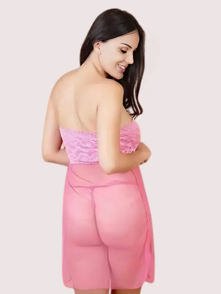 Pink Lace & Sheer Seduction Babydoll