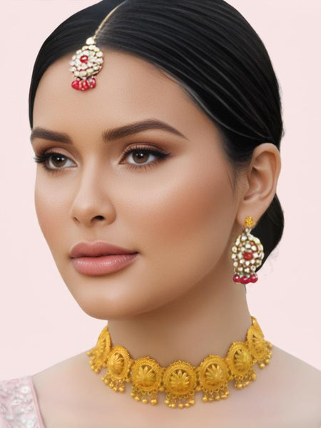 Royal Heritage Gold-Tone Temple Choker Necklace