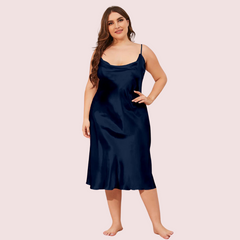 4XL 5XL Plus Size Satin Cowl Neck Dress - My Vastra