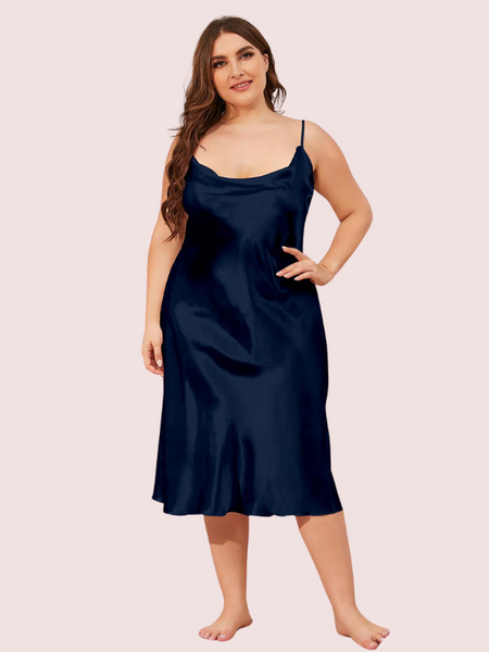 4XL 5XL Plus Size Satin Cowl Neck Dress - My Vastra