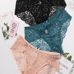 Women's Floral Bow Lace Panties Pack (Of 3) - My Vastra